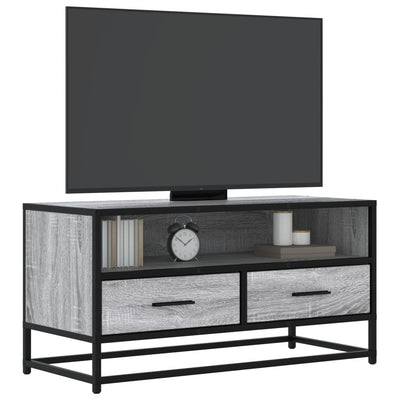 TV-taso harmaa Sonoma 80x34,5x40 cm tekninen puu ja metalli