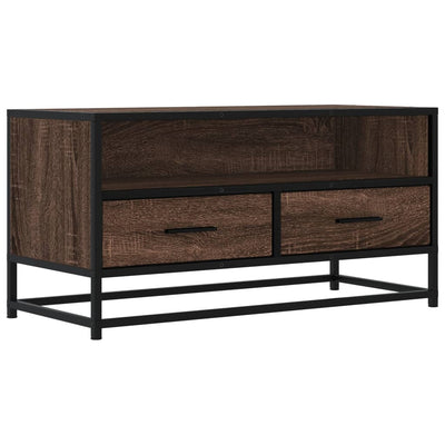 TV-taso ruskea tammi 80x34,5x40 cm tekninen puu ja metalli