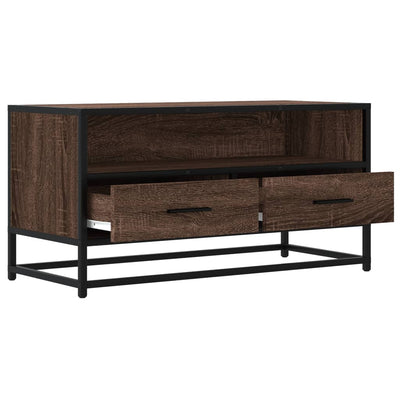 TV-taso ruskea tammi 80x34,5x40 cm tekninen puu ja metalli