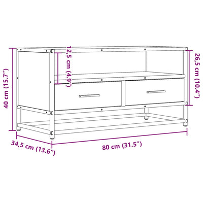 TV-taso ruskea tammi 80x34,5x40 cm tekninen puu ja metalli
