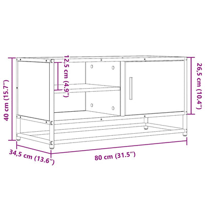 TV-taso Sonoma-tammi 80x34,5x40 cm tekninen puu ja metalli