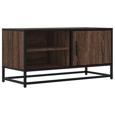 TV-taso ruskea tammi 80x34,5x40 cm tekninen puu ja metalli
