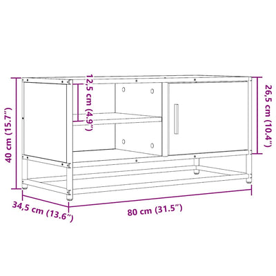 TV-taso ruskea tammi 80x34,5x40 cm tekninen puu ja metalli