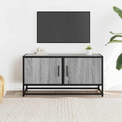 TV-taso harmaa Sonoma 80x34,5x40 cm tekninen puu ja metalli