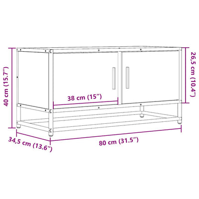 TV-taso harmaa Sonoma 80x34,5x40 cm tekninen puu ja metalli