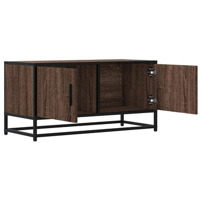TV-taso ruskea tammi 80x34,5x40 cm tekninen puu ja metalli