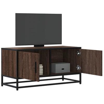 TV-taso ruskea tammi 80x34,5x40 cm tekninen puu ja metalli