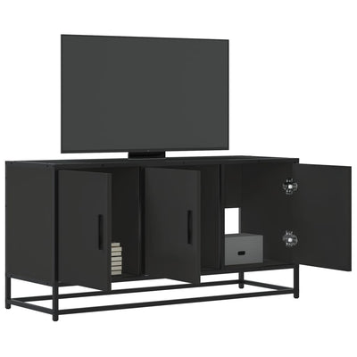 TV-kaappi musta 100x35x50 cm suunniteltu puu ja metalli