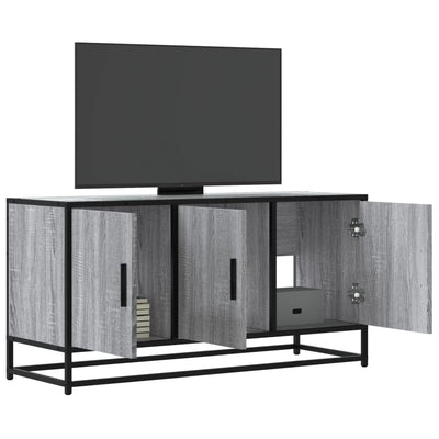 TV-taso harmaa Sonoma 100x35x50 cm tekninen puu ja metalli