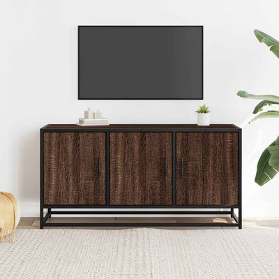 TV-taso ruskea tammi 100x35x50 cm tekninen puu ja metalli