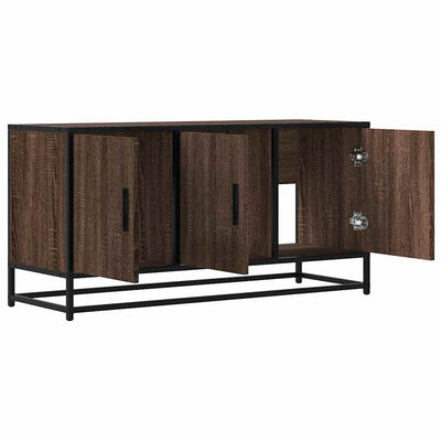 TV-taso ruskea tammi 100x35x50 cm tekninen puu ja metalli