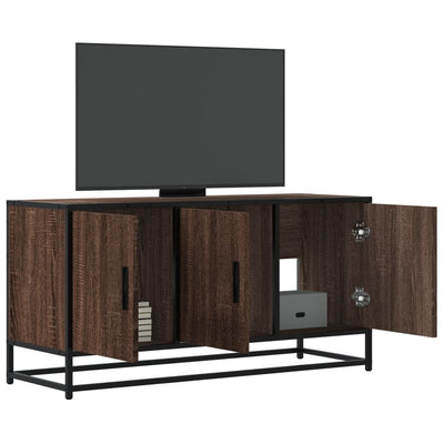 TV-taso ruskea tammi 100x35x50 cm tekninen puu ja metalli