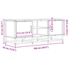 TV-taso harmaa Sonoma 100x35x41 cm tekninen puu ja metalli