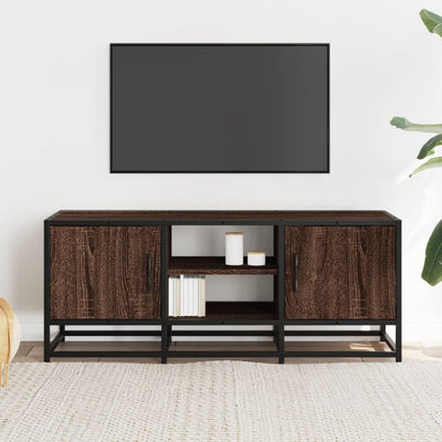 TV-taso ruskea tammi 100x35x41 cm tekninen puu ja metalli