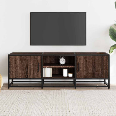 TV-taso ruskea tammi 120x35x41 cm tekninen puu ja metalli