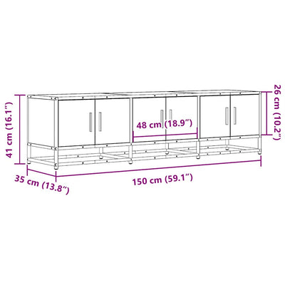 TV-taso Sonoma-tammi 150x35x41 cm tekninen puu ja metalli