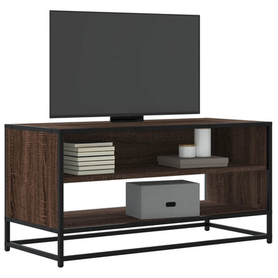 TV-taso ruskea tammi 91x40x46 cm tekninen puu ja metalli