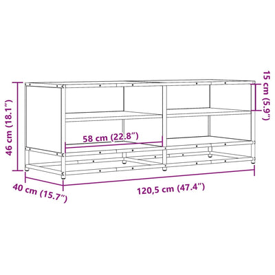 TV-taso Sonoma-tammi 120,5x40x46 cm tekninen puu ja metalli
