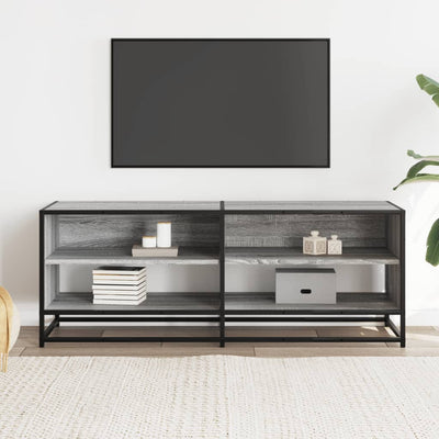 TV-taso harmaa Sonoma 120,5x40x46 cm tekninen puu ja metalli