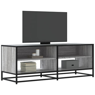 TV-taso harmaa Sonoma 120,5x40x46 cm tekninen puu ja metalli