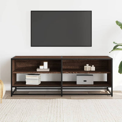 TV-taso ruskea tammi 120,5x40x46 cm tekninen puu ja metalli