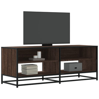 TV-taso ruskea tammi 120,5x40x46 cm tekninen puu ja metalli