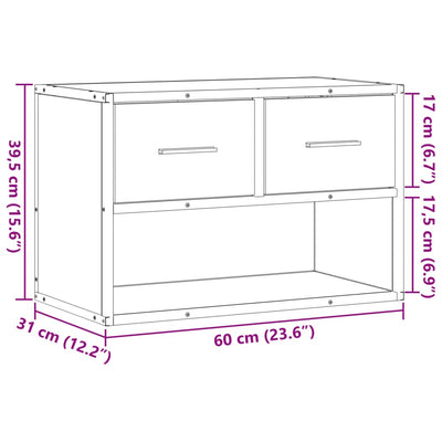 TV-taso Sonoma-tammi 60x31x39,5 cm tekninen puu ja metalli
