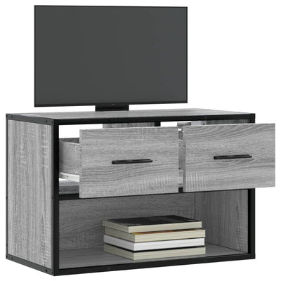 TV-taso harmaa Sonoma 60x31x39,5 cm tekninen puu ja metalli