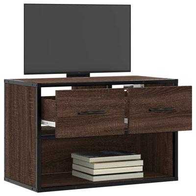 TV-taso ruskea tammi 60x31x39,5 cm tekninen puu ja metalli