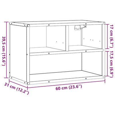 TV-taso ruskea tammi 60x31x39,5 cm tekninen puu ja metalli