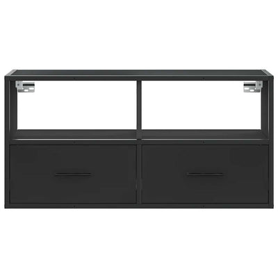 TV-taso musta 80x31x39,5 cm tekninen puu ja metalli