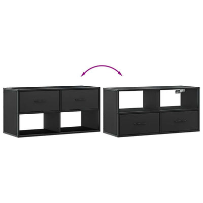 TV-taso musta 80x31x39,5 cm tekninen puu ja metalli
