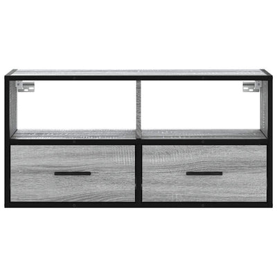TV-taso harmaa Sonoma 80x31x39,5 cm tekninen puu ja metalli