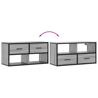 TV-taso harmaa Sonoma 80x31x39,5 cm tekninen puu ja metalli