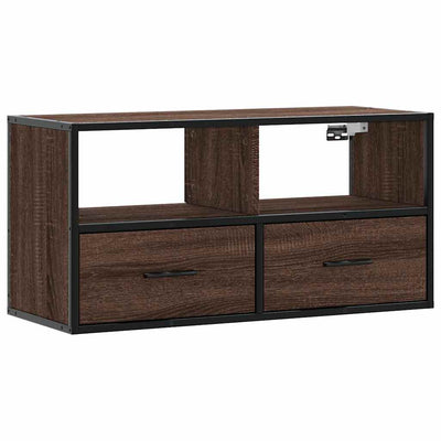 TV-taso ruskea tammi 80x31x39,5 cm tekninen puu ja metalli