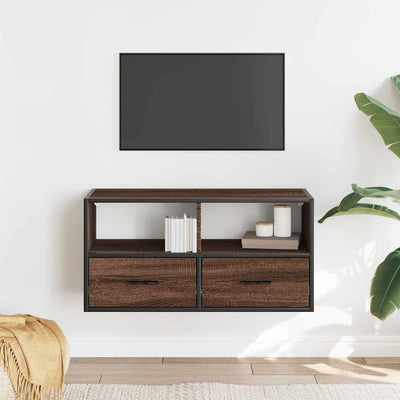 TV-taso ruskea tammi 80x31x39,5 cm tekninen puu ja metalli
