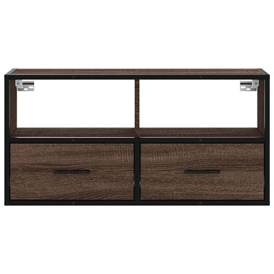 TV-taso ruskea tammi 80x31x39,5 cm tekninen puu ja metalli