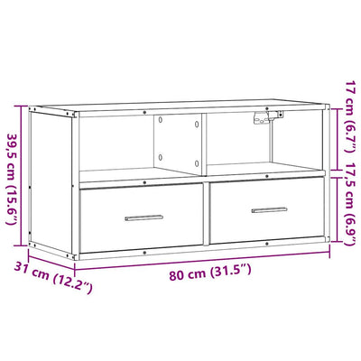 TV-taso ruskea tammi 80x31x39,5 cm tekninen puu ja metalli