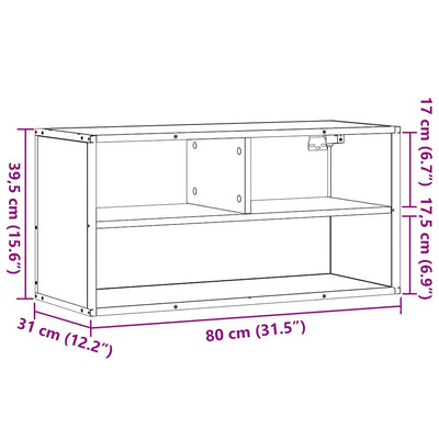 TV-taso harmaa Sonoma 80x31x39,5 cm tekninen puu ja metalli