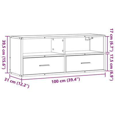TV-taso savutammi 100x31x39,5 cm tekninen puu ja metalli