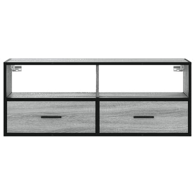 TV-taso harmaa Sonoma 100x31x39,5 cm tekninen puu ja metalli