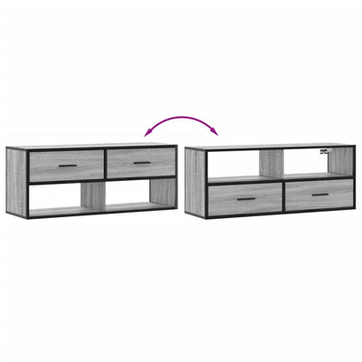 TV-taso harmaa Sonoma 100x31x39,5 cm tekninen puu ja metalli