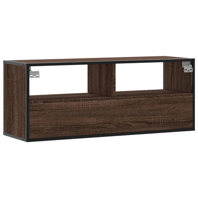 TV-taso ruskea tammi 100x31x39,5 cm tekninen puu ja metalli