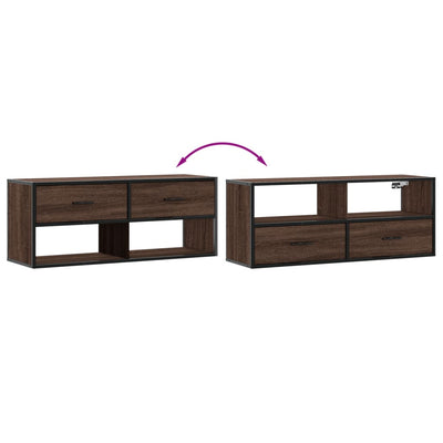 TV-taso ruskea tammi 100x31x39,5 cm tekninen puu ja metalli