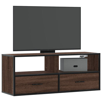 TV-taso ruskea tammi 100x31x39,5 cm tekninen puu ja metalli