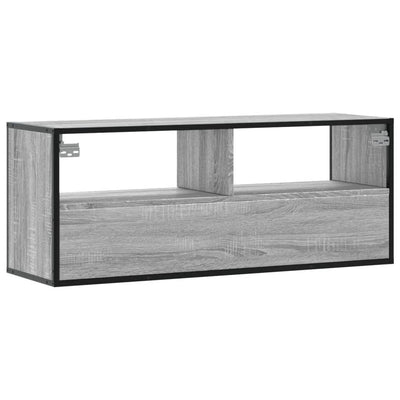 TV-taso harmaa Sonoma 100x31x39,5 cm tekninen puu ja metalli