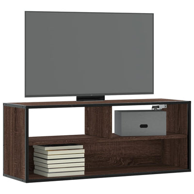 TV-taso ruskea tammi 100x31x39,5 cm tekninen puu ja metalli