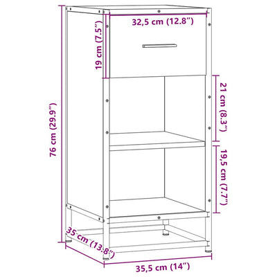 Sonoma tammi senkki Elean 35,5x35x76cm (puinen ja metalli)