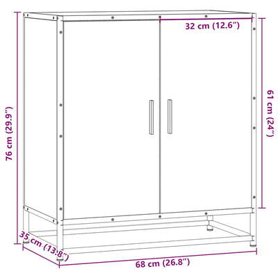 Senkki Savustettu tammi 68x35x76 cm Suunniteltu puu ja metalli