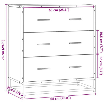 Senkki ruskea tammi 68x35x76 cm tekninen puu ja metalli